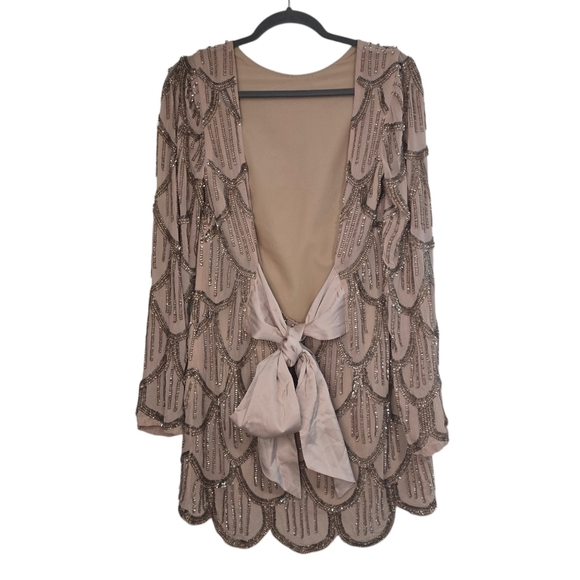 NBD Tristan Mini Dress in Gold & Nude Beader sequined embellished evening night - Picture 6 of 16